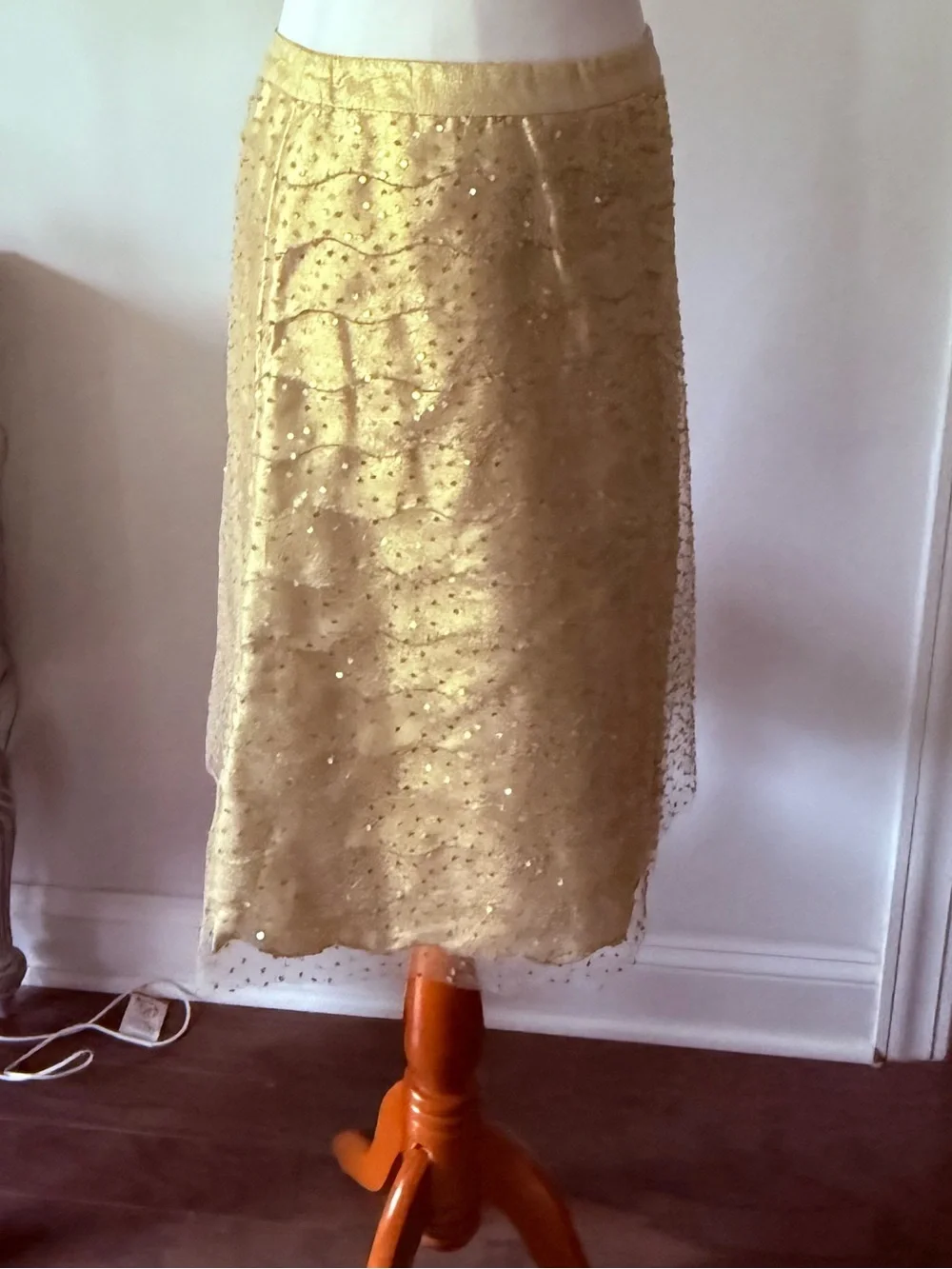 ESCADA Silk Mesh Overlay Tulle Embellished Skirt Size 36
